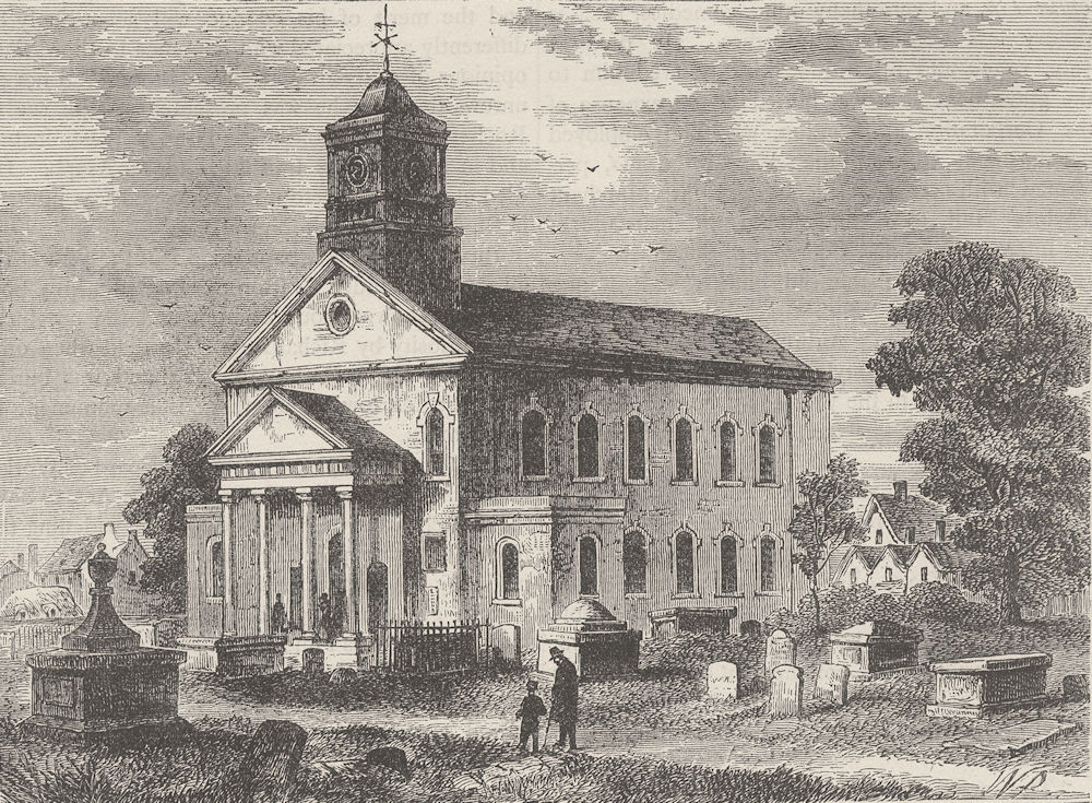 Associate Product NEWINGTON. Old Newington Church in 1866. London c1880 antique print