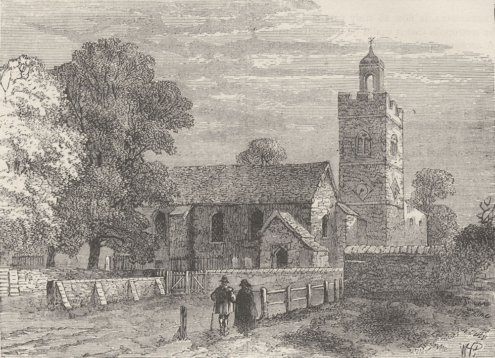 Associate Product CAMBERWELL. Ole Camberwell Church, in 1750. London c1880 old antique print
