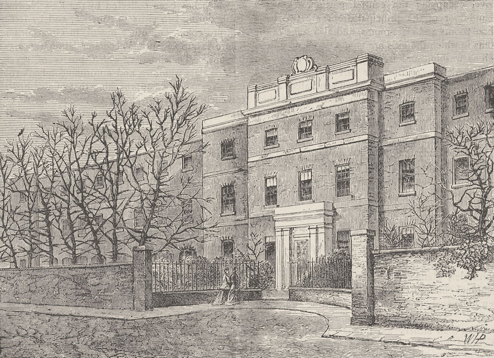 ST.GEORGE’S FIELDS, SOUTHWARK. King Edward's School. London c1880 old print