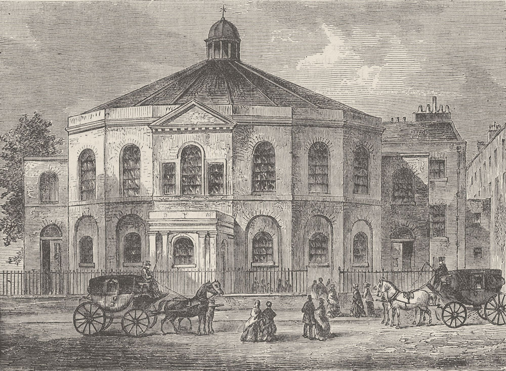 BLACKFRIARS ROAD, SOUTHWARK. Rowland Hill's chapel, in 1814. London c1880
