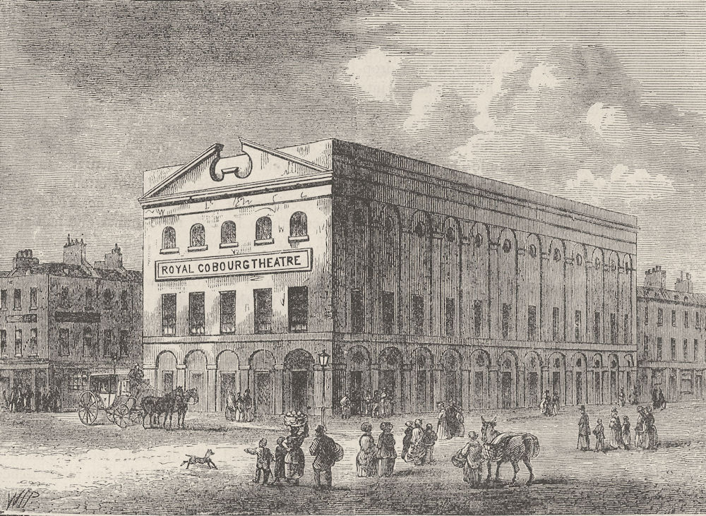 LAMBETH. The old "Coburg" Theatre, in 1820. London c1880 antique print