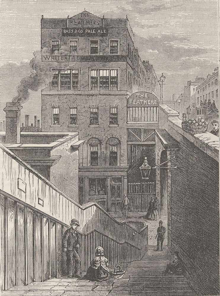 LAMBETH. The Houses in Waterloo Bridge Road. London c1880 old antique print