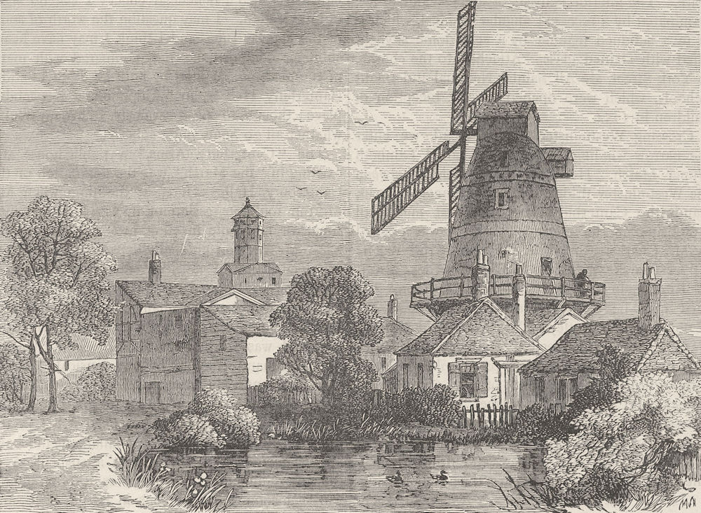 LAMBETH. Drug mill of the Apothecaries' Company. London c1880 old print