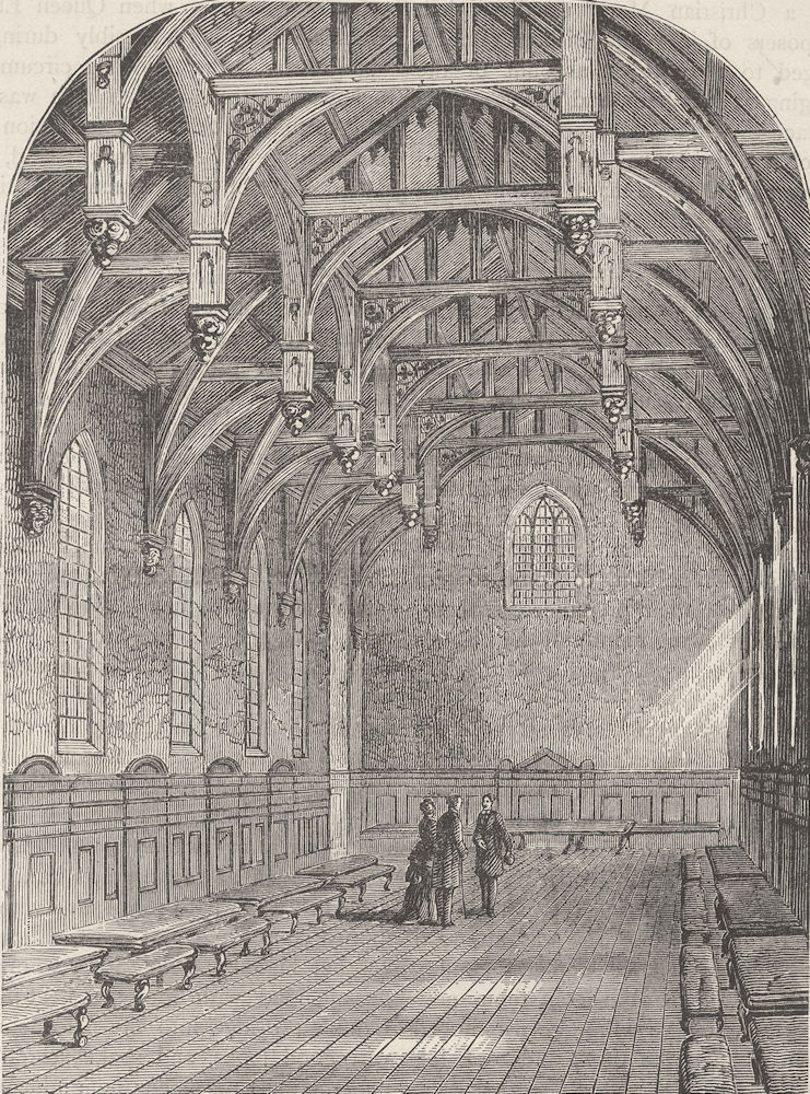 LAMBETH PALACE. Interior of the Great Hall, Lambeth Palace, 1800. London c1880
