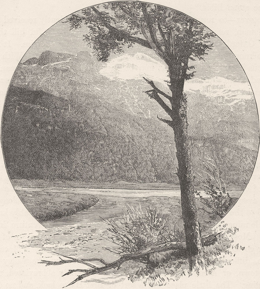 NEW ZEALAND. Lake Wakatipu. Mount Earnslaw 1890 old antique print picture