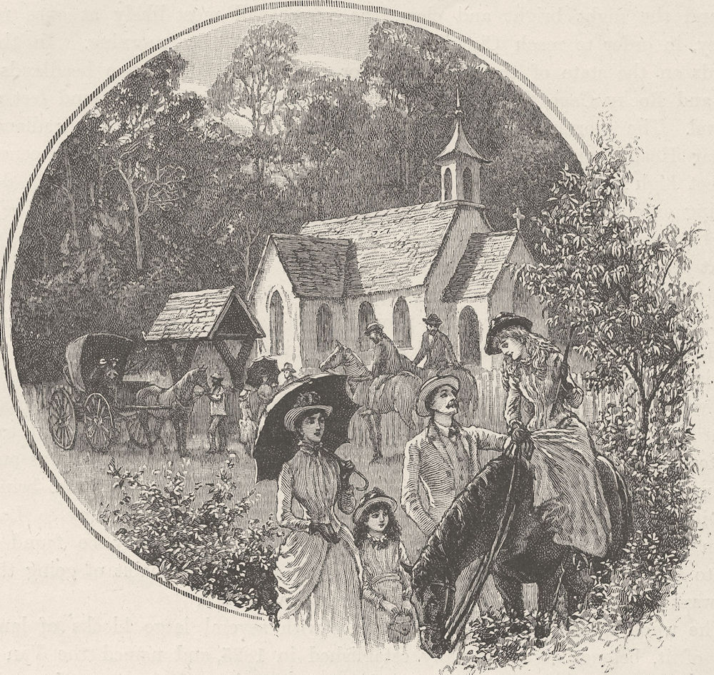 Associate Product CHURCHES. Tamar & NW coast. &. Tasmanian Bush Church 1890 old antique print