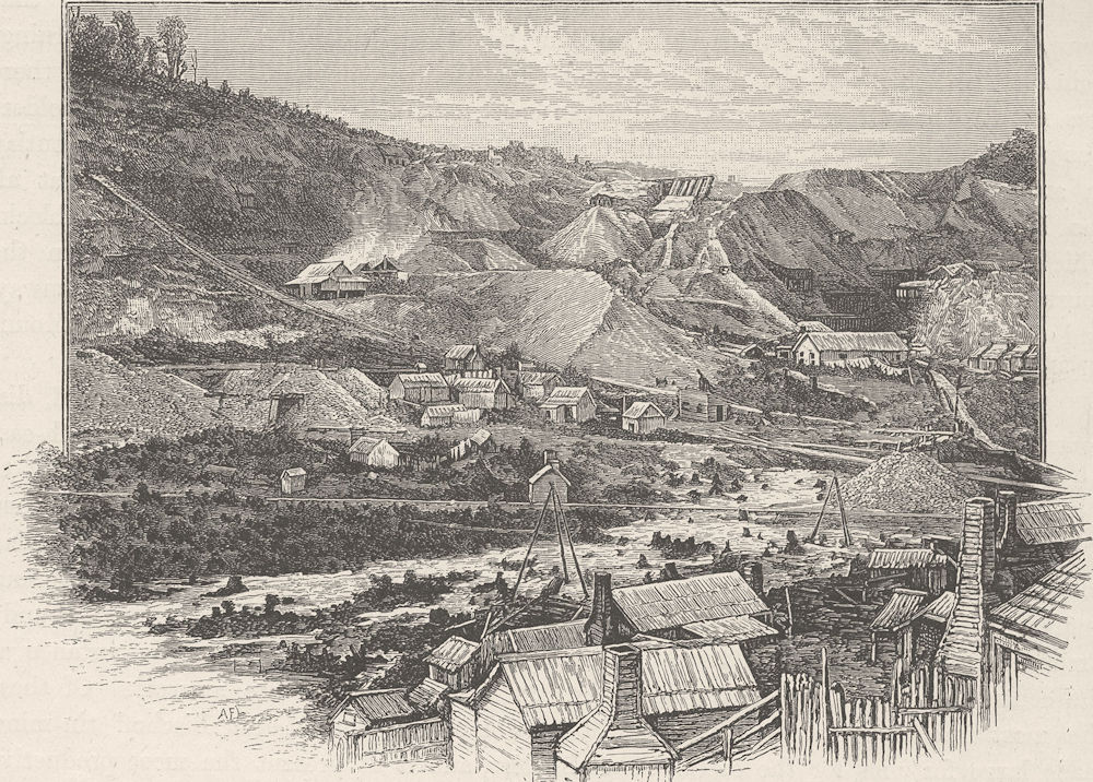 AUSTRALIA. Tamar & NW coast. &. Mount Bischoff 1890 old antique print picture