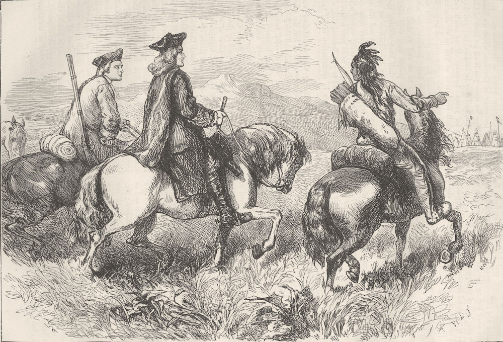 USA. Alexander Cumming, his way to visit Cherokees c1880 old antique print
