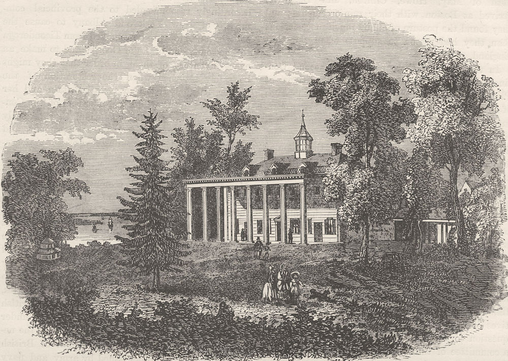 WASHINGTON. Washington's House, Mount Vernon c1880 old antique print picture