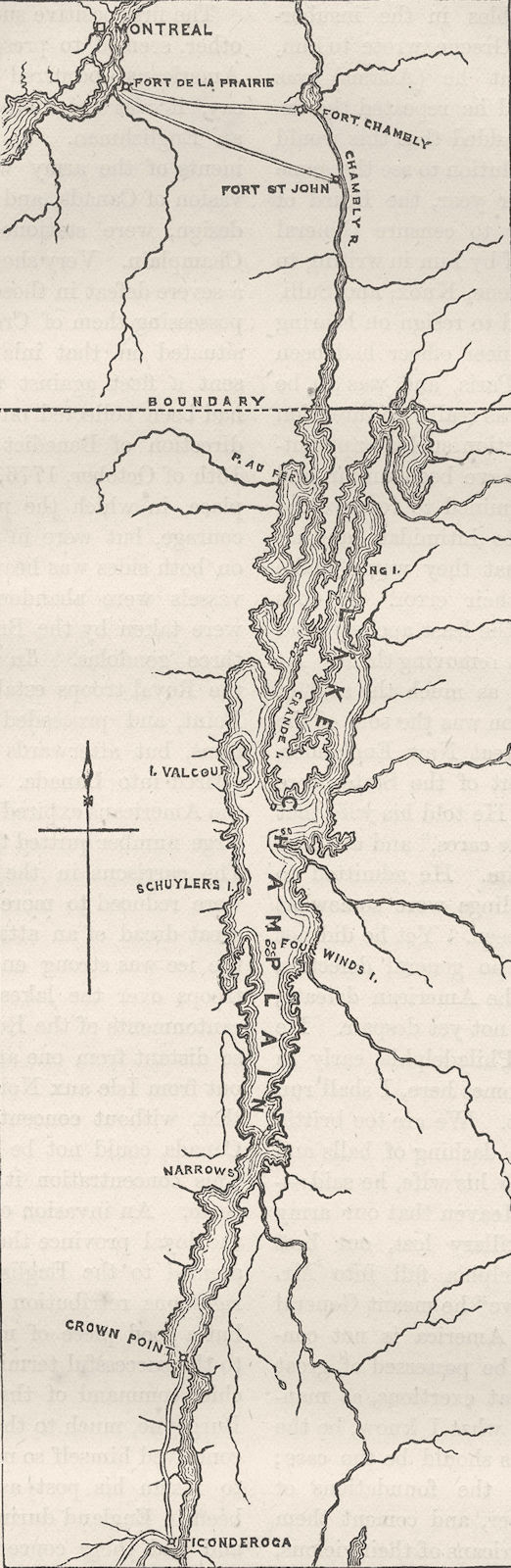VERMONT. Map of Lake Champlain c1880 old antique vintage plan chart