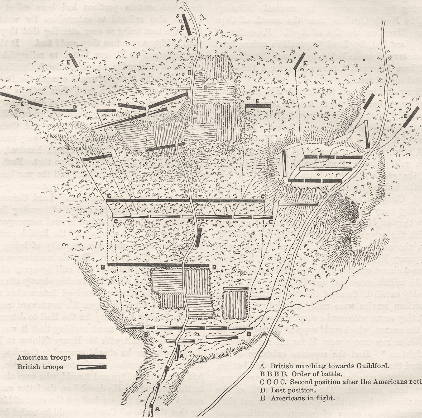 NORTH CAROLINA. Plan, Battle Guildford(Stedman) c1880 old antique map chart