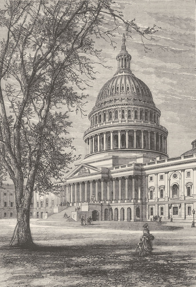 Associate Product WASHINGTON DC. Capitol  c1880 old antique vintage print picture