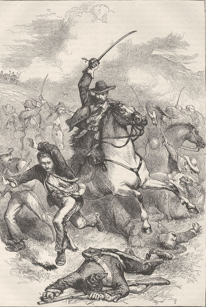 MILITARIA. Battle of Buena Vista c1880 old antique vintage print picture