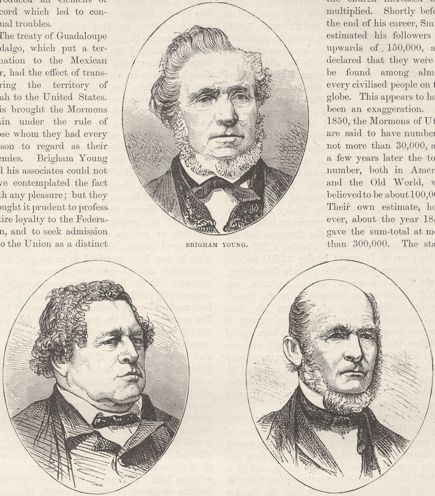 Associate Product CLERGY. Brigham Young; George Smith; Heber Kimball c1880 old antique print