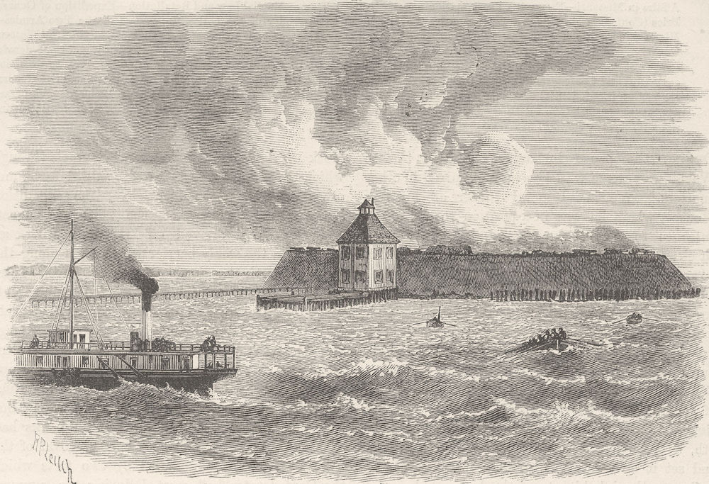 NORTH CAROLINA. Civil War. Ft Ocracoke destroyed c1880 old antique print