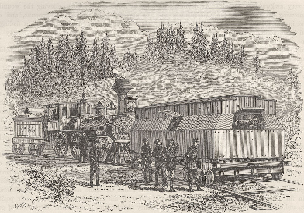 USA. Civil War. A railroad battery c1880 old antique vintage print picture