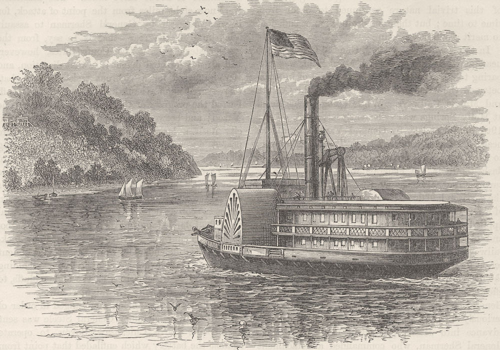 USA. Civil War. On the Potomac c1880 old antique vintage print picture