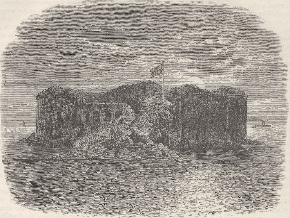 SOUTH CAROLINA. Civil War. Ft Sumter in ruins c1880 old antique print picture
