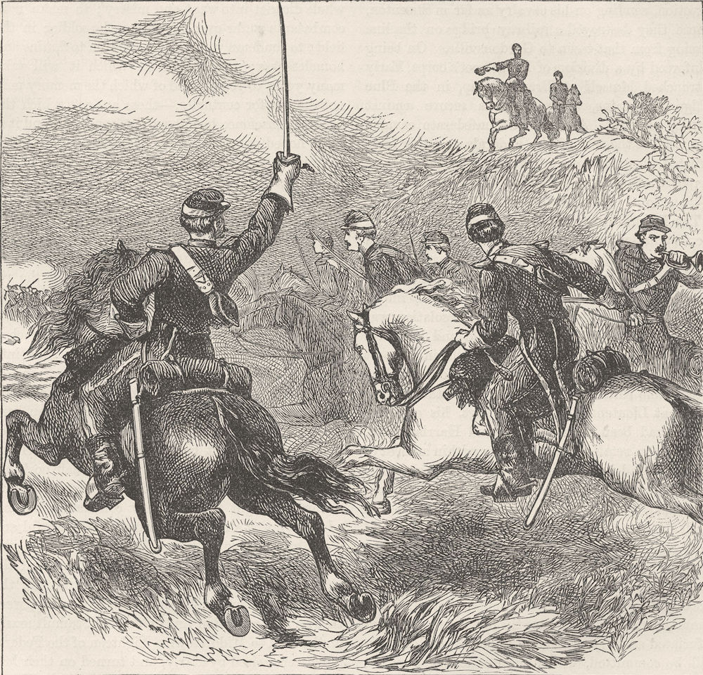 MILITARIA. Civil War. General Sheridan, Cedar Creek c1880 old antique print