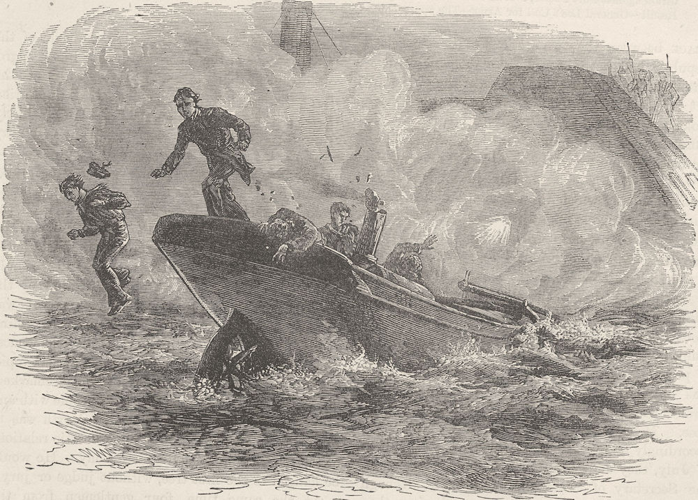 Associate Product MILITARIA. Civil War. Lt Cushing attacks Albemarle c1880 old antique print