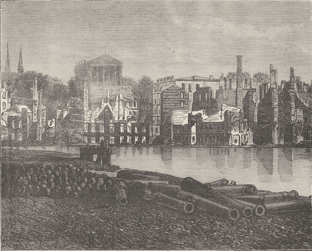 VIRGINIA. Civil War. Ruins, Richmond after c1880 old antique print picture