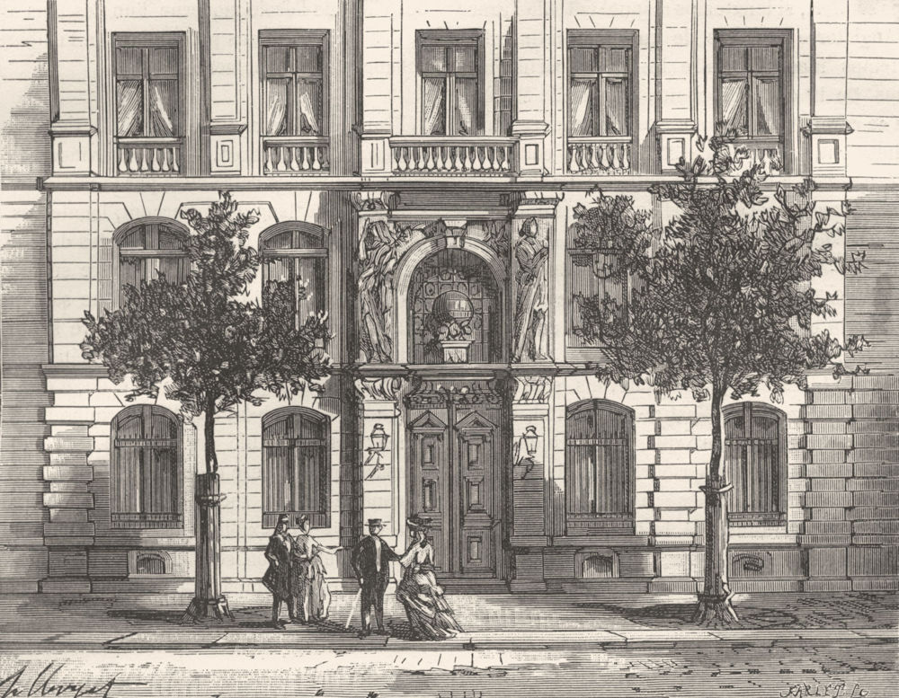 PARIS. Hotel Societe Geographie, (Ed Leudiere, ) 1881 old antique print