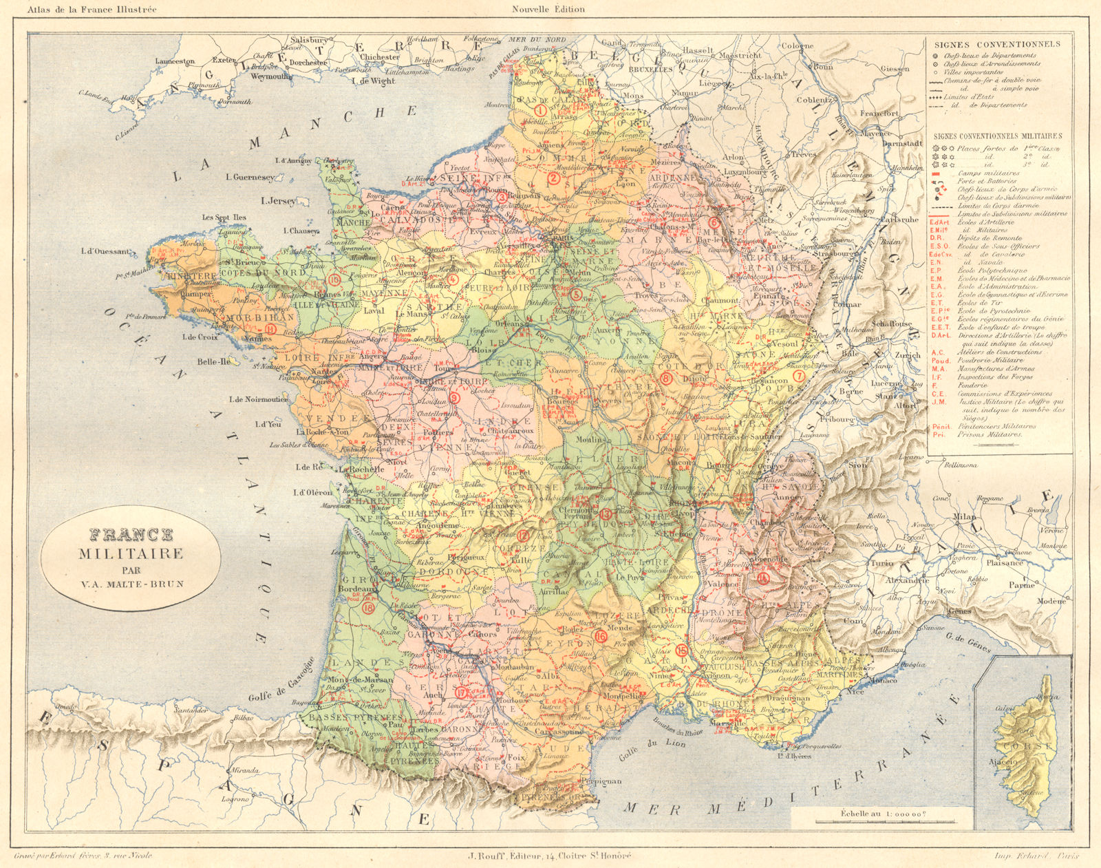 FRANCE. Militaire 1881 old antique vintage map plan chart