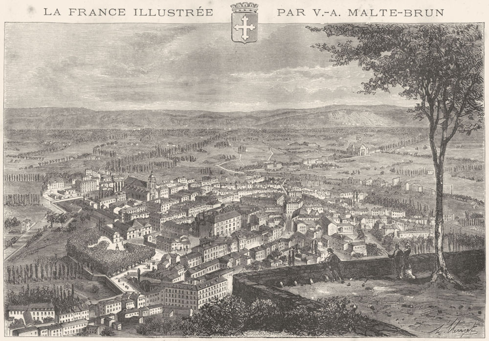 FRANCE. Bourg 1881 old antique vintage print picture