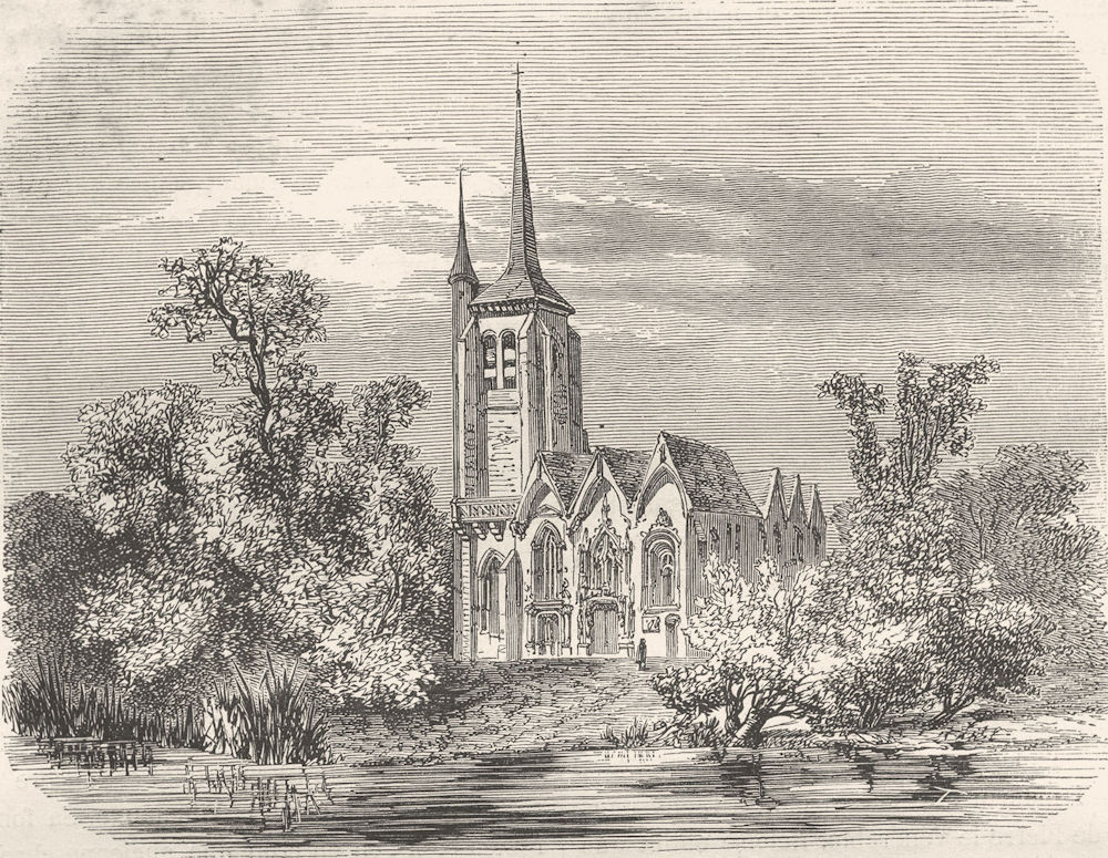 AUBE. Eglise de Pont-Hubert 1881 old antique vintage print picture