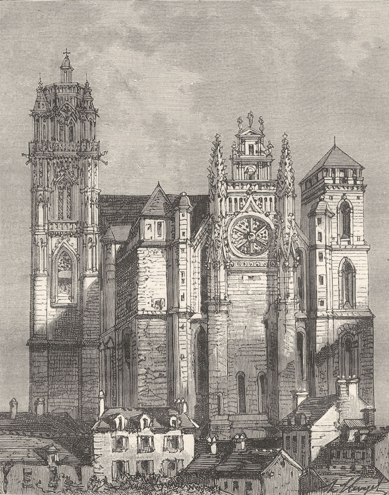 AVEYRON. Cathedrale de Rodez 1881 old antique vintage print picture