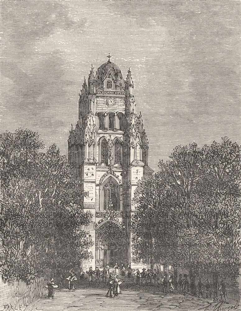 SAINTES. Inferieure. Eglise St-Pierre, a 1881 old antique print picture