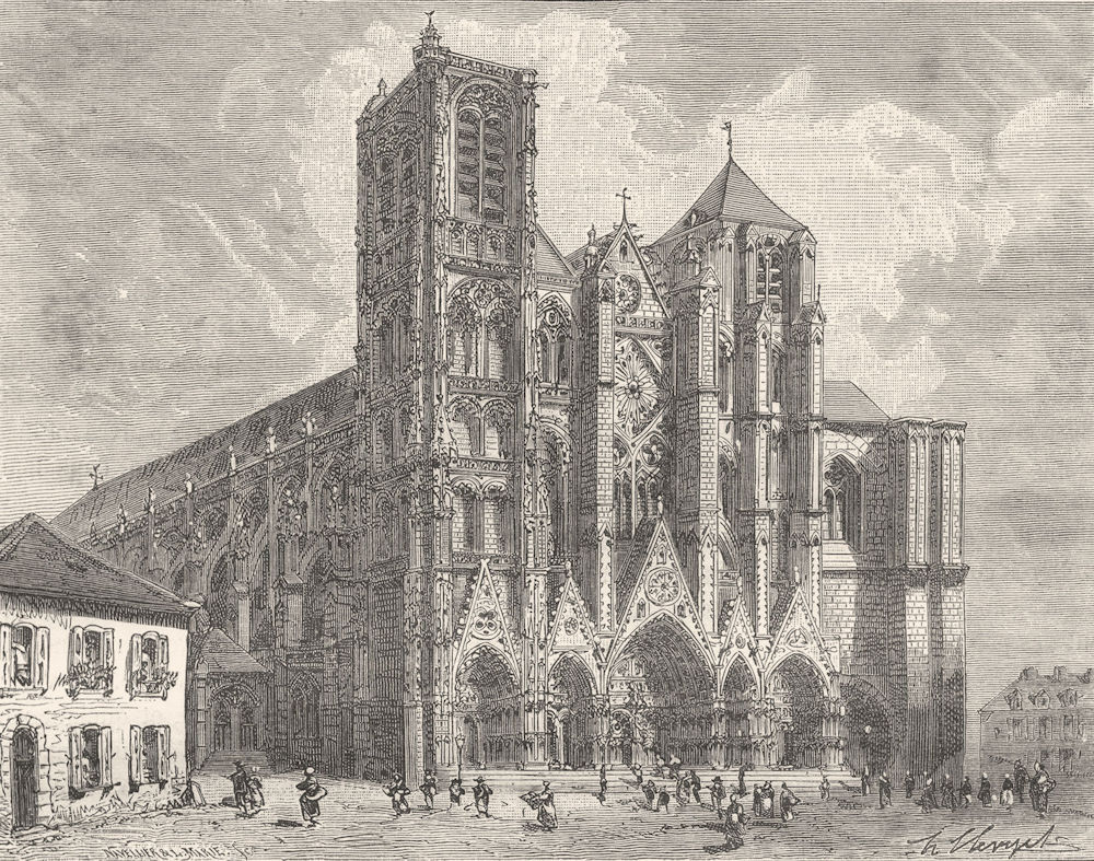 CHER. Cathedrale de Bourges 1881 old antique vintage print picture