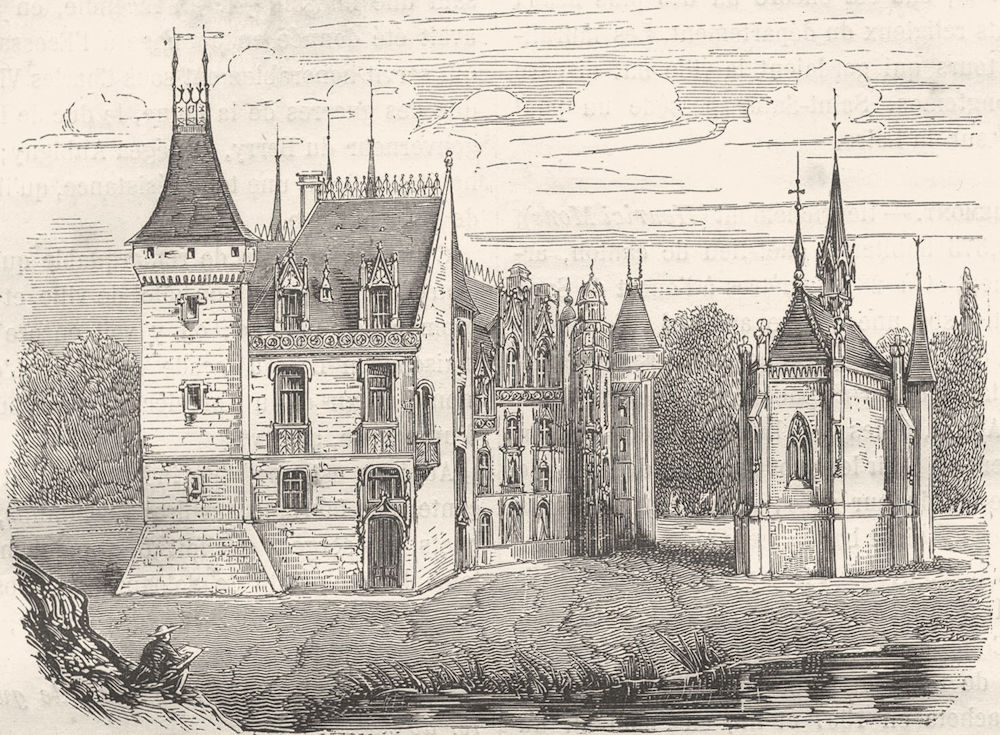 CHER. Chateau de Meillan 1881 old antique vintage print picture