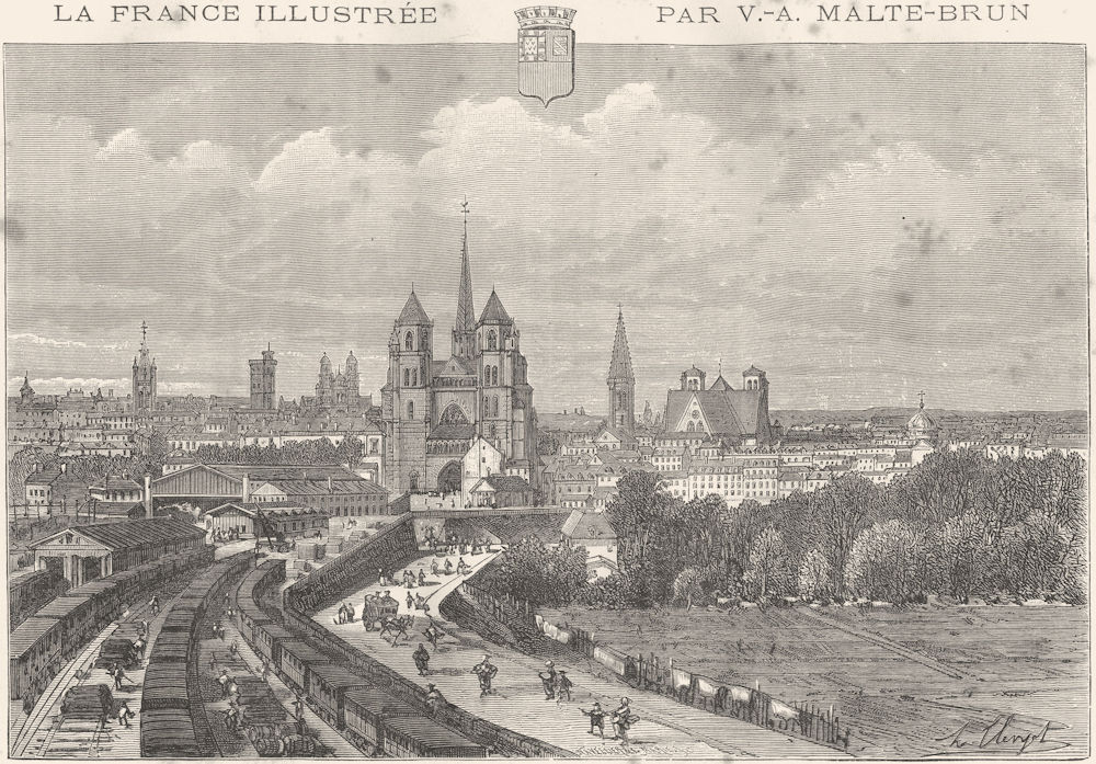 CÔTE-D'OR. Dijon 1881 old antique vintage print picture