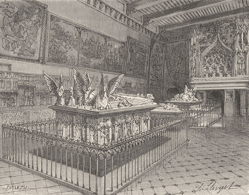 DIJON. Cote. Tombeaux ducs de Bourgogne a 1881 old antique print picture