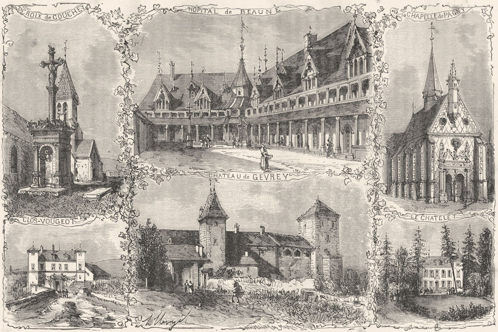 CÔTE-D'OR. Edifices Remarquables Cote  1881 old antique vintage print picture