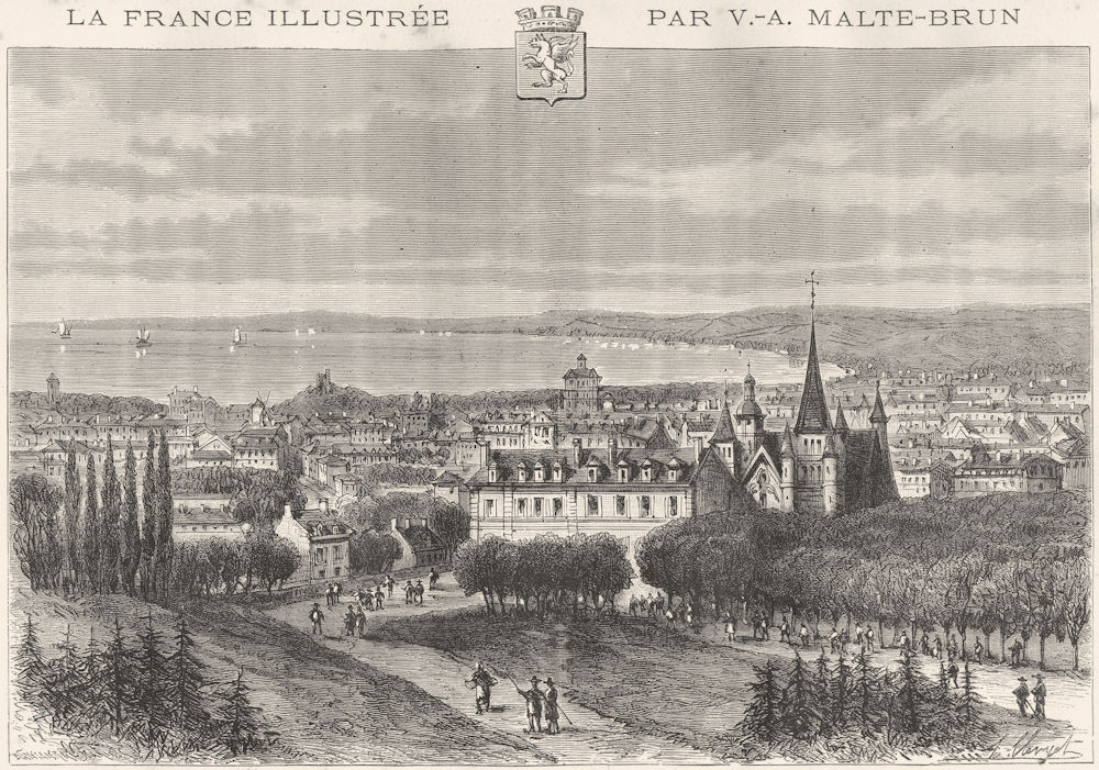 CÔTES-D'ARMOR. St-Brieuc 1881 old antique vintage print picture