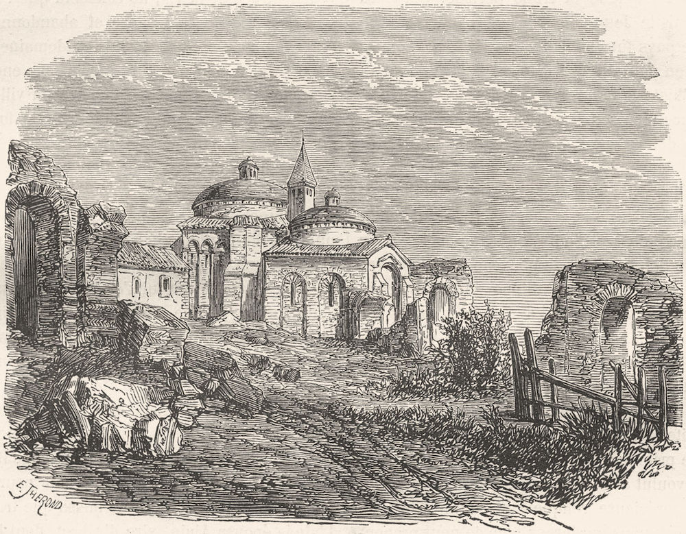 DORDOGNE. Ancien temple romain a Périgueux 1881 old antique print picture