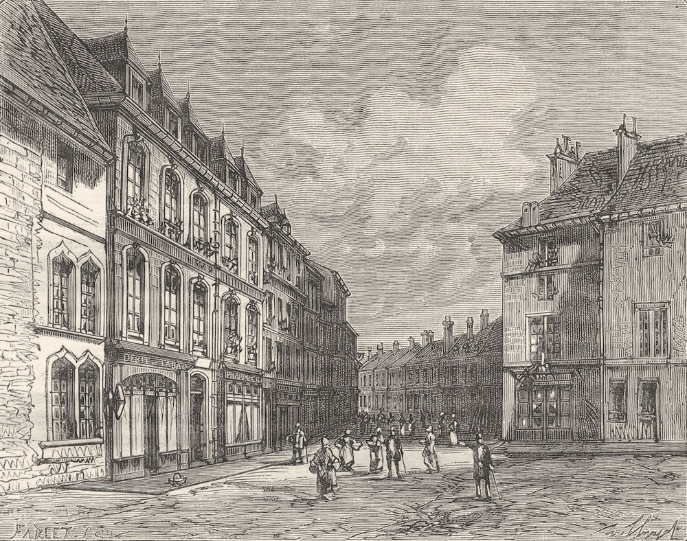 DOUBS. Maison est ne Victor Hugo, a Besançon 1881 old antique print picture