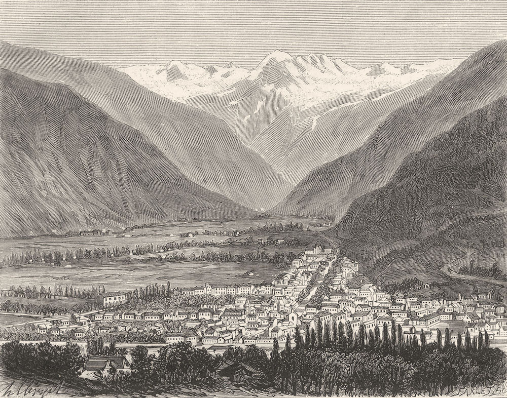 HAUTE-GARONNE. Vallee de Luchon 1881 old antique vintage print picture