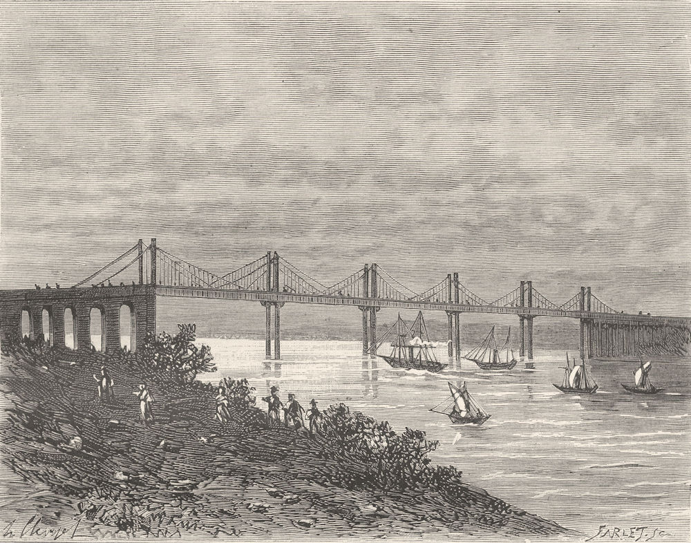 GIRONDE. Pont de St-Andre-Cubzac 1881 old antique vintage print picture