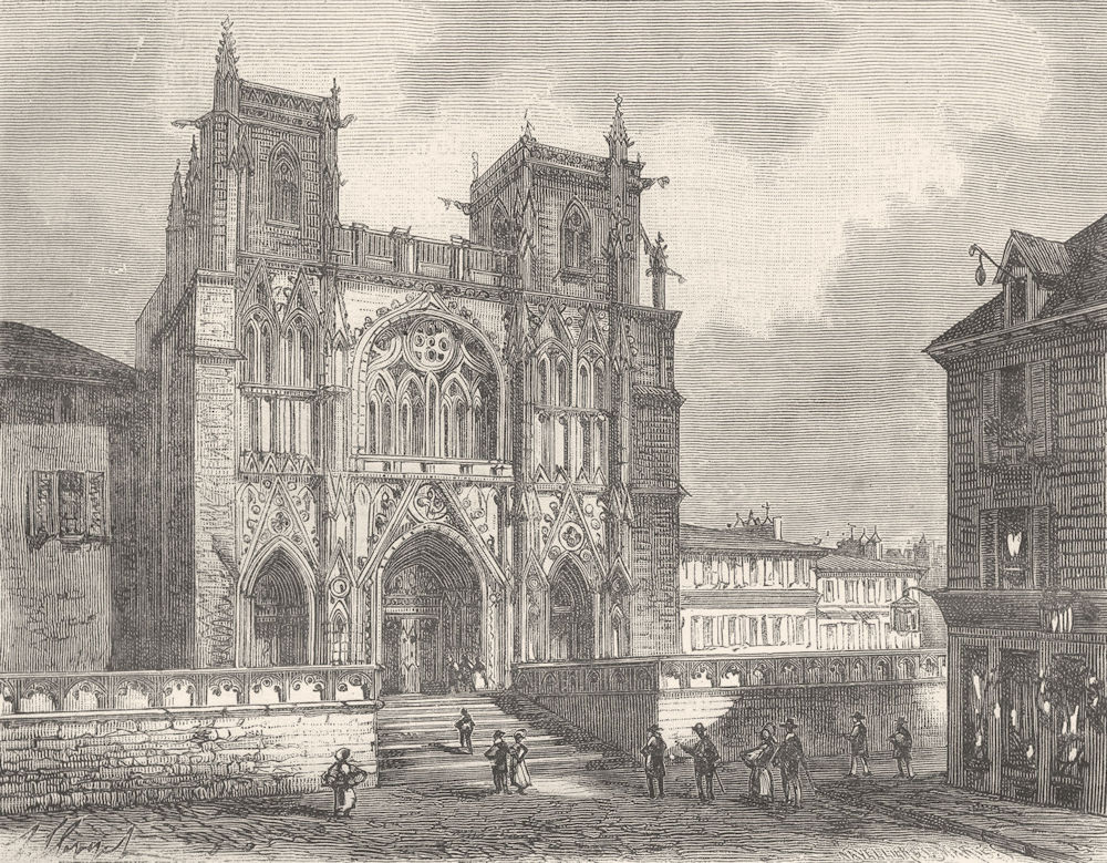 VIENNE. Isere. Cathedrale de 1881 old antique vintage print picture