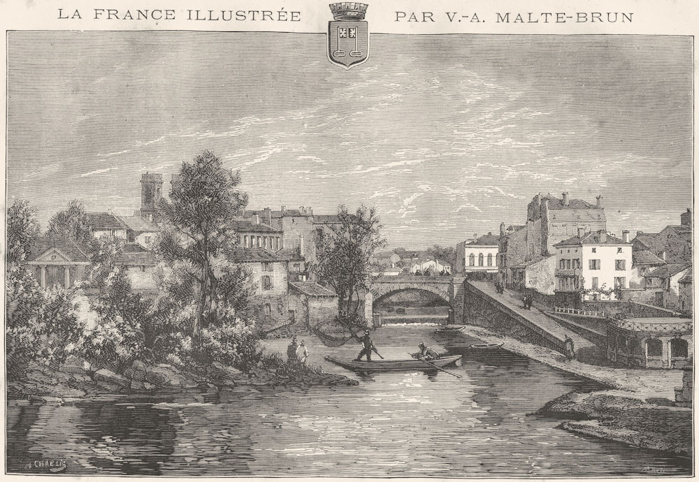 LANDES. Mont-de-Marsan 1881 old antique vintage print picture