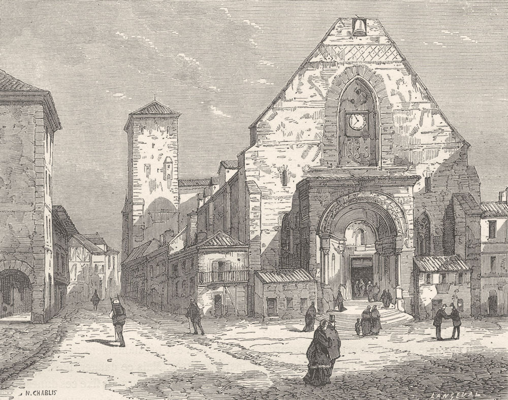 Associate Product LANDES. Eglise de St-Sever 1881 old antique vintage print picture