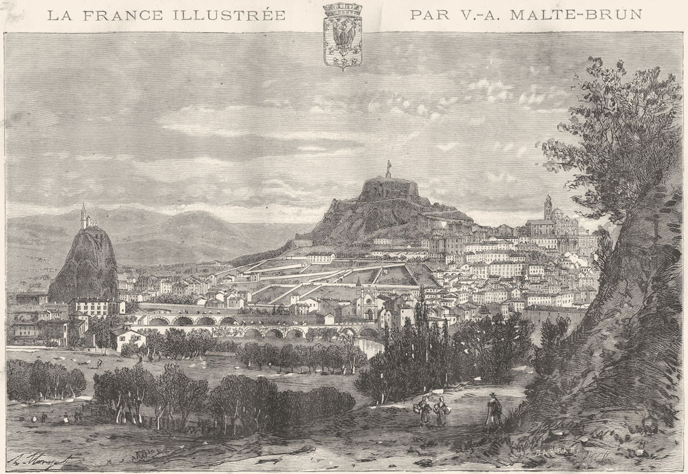 HAUTE-LOIRE. Le Puy 1882 old antique vintage print picture