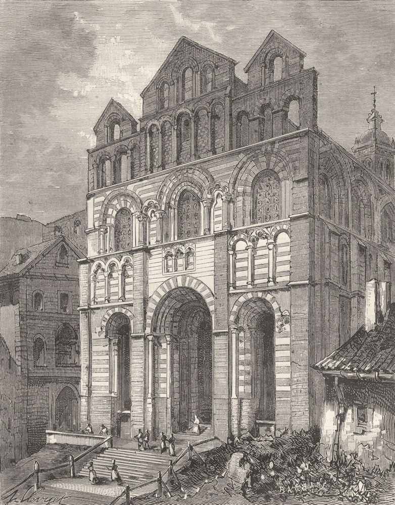 Associate Product HAUTE-LOIRE. Cathedrale du Puy 1882 old antique vintage print picture