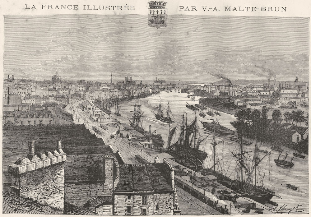 LOIRE-ATLANTIQUE. Nantes 1882 old vintage print picture