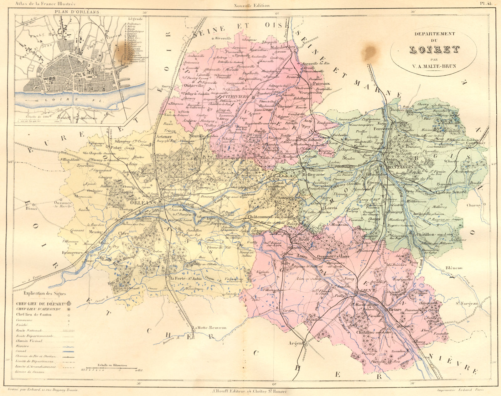 Associate Product LOIRET. Departement du; plan D'Orleans 1882 old antique vintage map chart