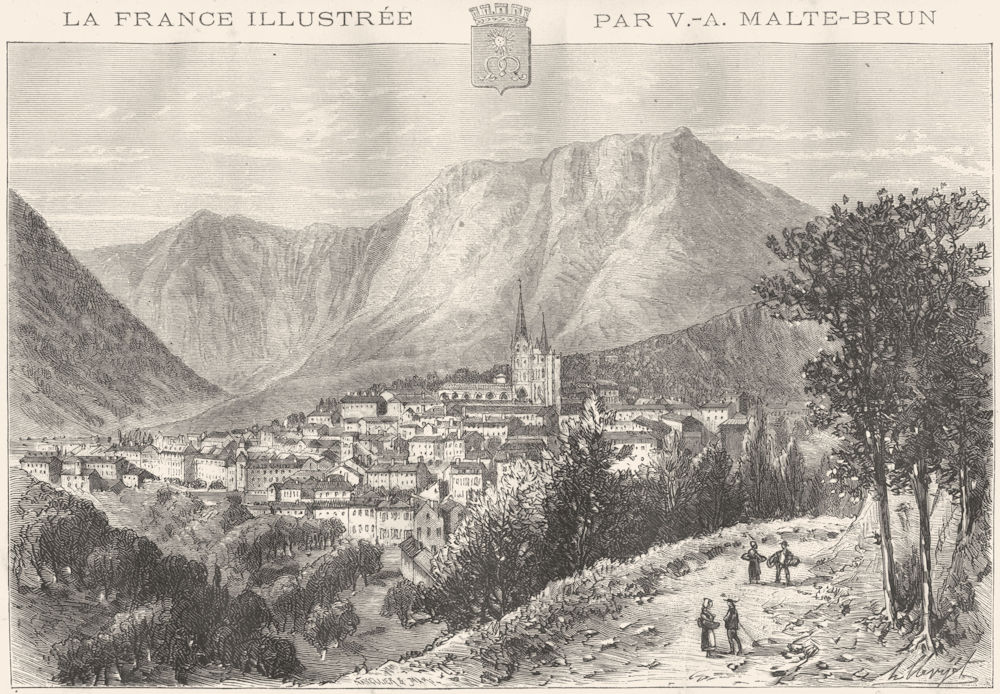 LOZÈRE. Mende 1882 old antique vintage print picture