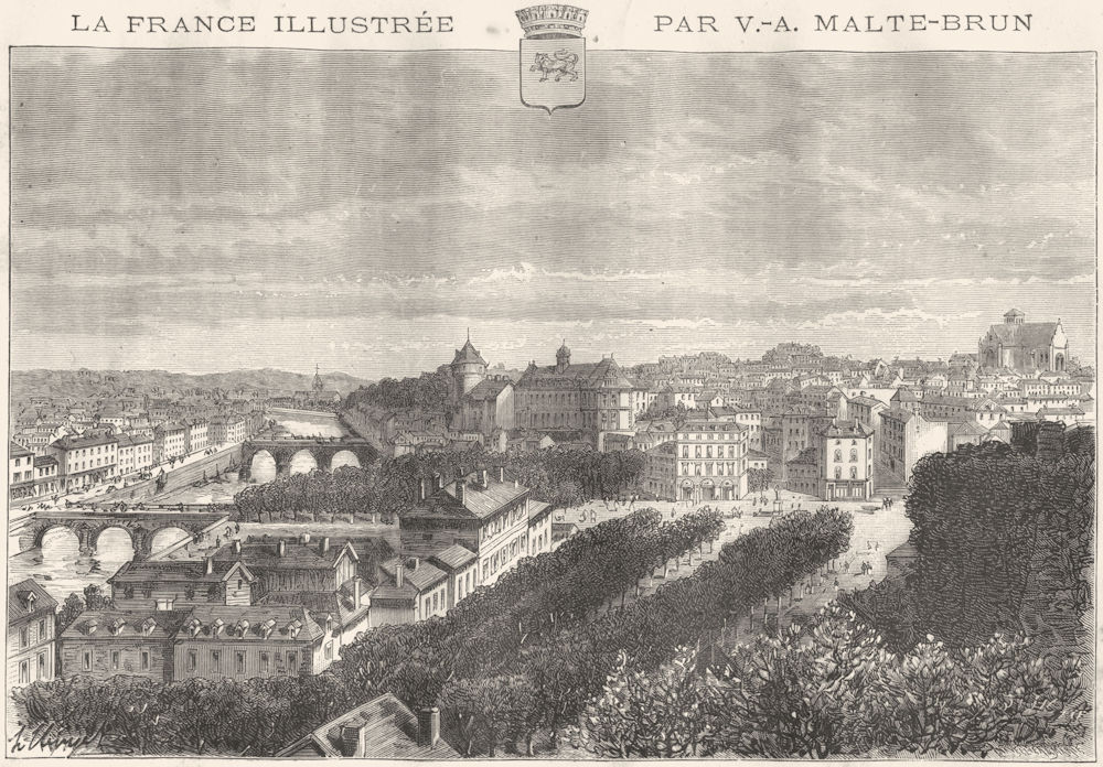 MAYENNE. Laval 1882 old antique vintage print picture